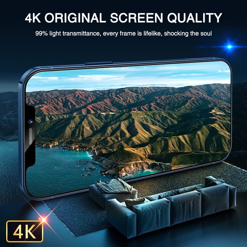 Kính Cường Lực Full Màn 21D Cho Iphone 15 14 13 12 Mini 11 Pro Xs Max X Xr Se 2020 8 7 6 6s Plus