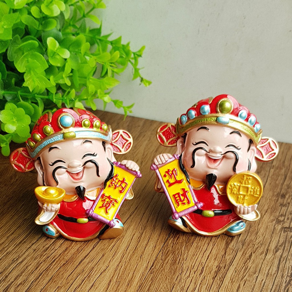 Tượng chibi Thần Tài 7cm - mẫu cầm đồng tiền vàng chiêu tài may mắn