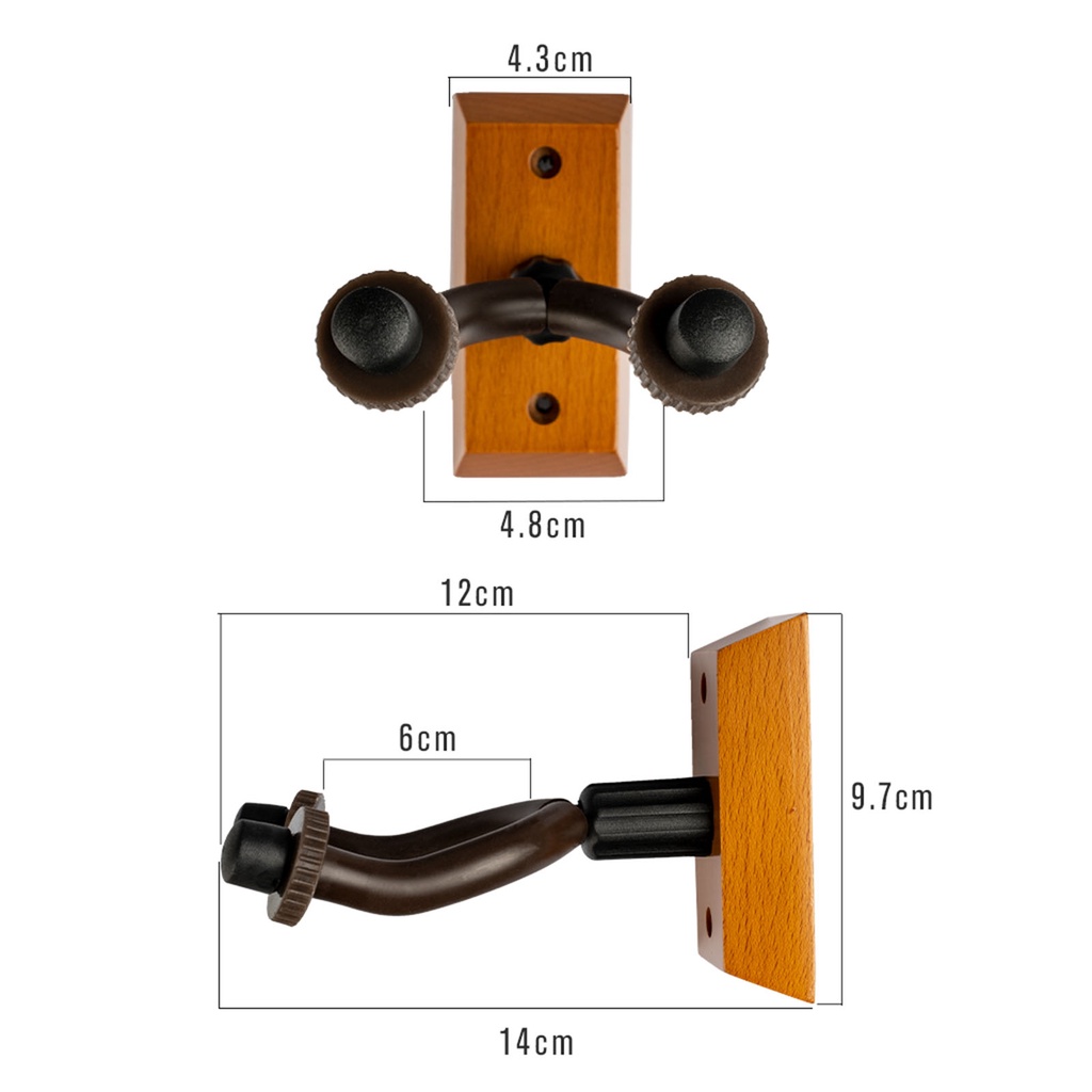 Set 2 Móc Treo Đàn Guitar Bằng Gỗ ABS Kèm 4 Miếng Gảy Đàn Bằng Thép Gắn Tường Ổn Định Có Thể Điều Chỉnh Cho Guitar Ukulele Violin