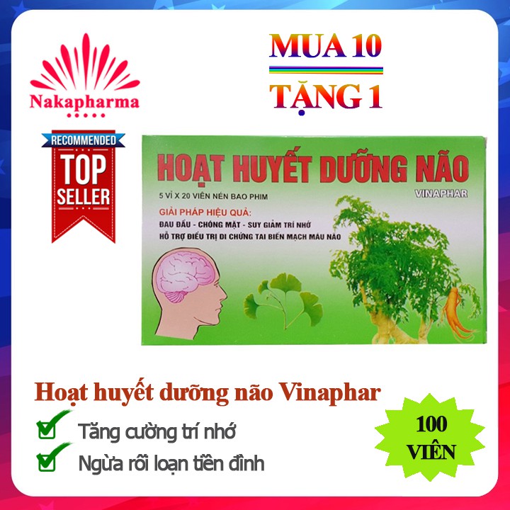✅  Hoạt huyết dưỡng não Vinaphar | Tăng cường trí nhớ, cải thiện giấc ngủ, ngừa rối loạn tiền đình