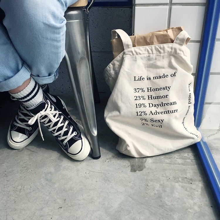 Túi tote Life đeo vai trắng unisex phom to a4 đi học đi làm đựng laptop T16
