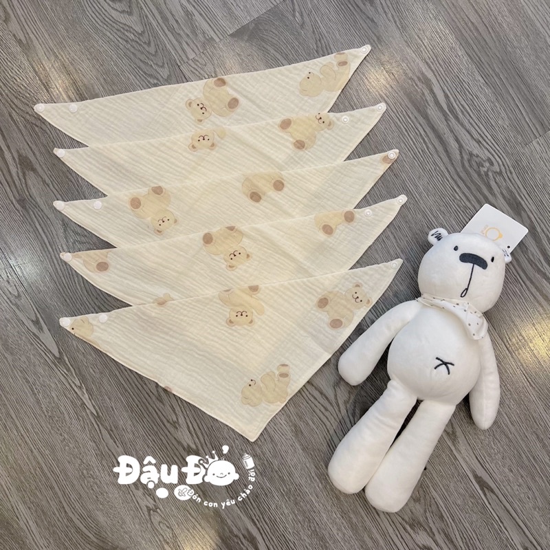 Set 5 Yếm Tam Giác Muslin Sợi Tre 4 Lớp