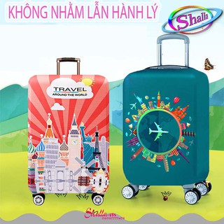 Vải bọc trùm vali - Áo bọc vali - 20 inch -24 inch K2 co giản 3d in hình Shalla