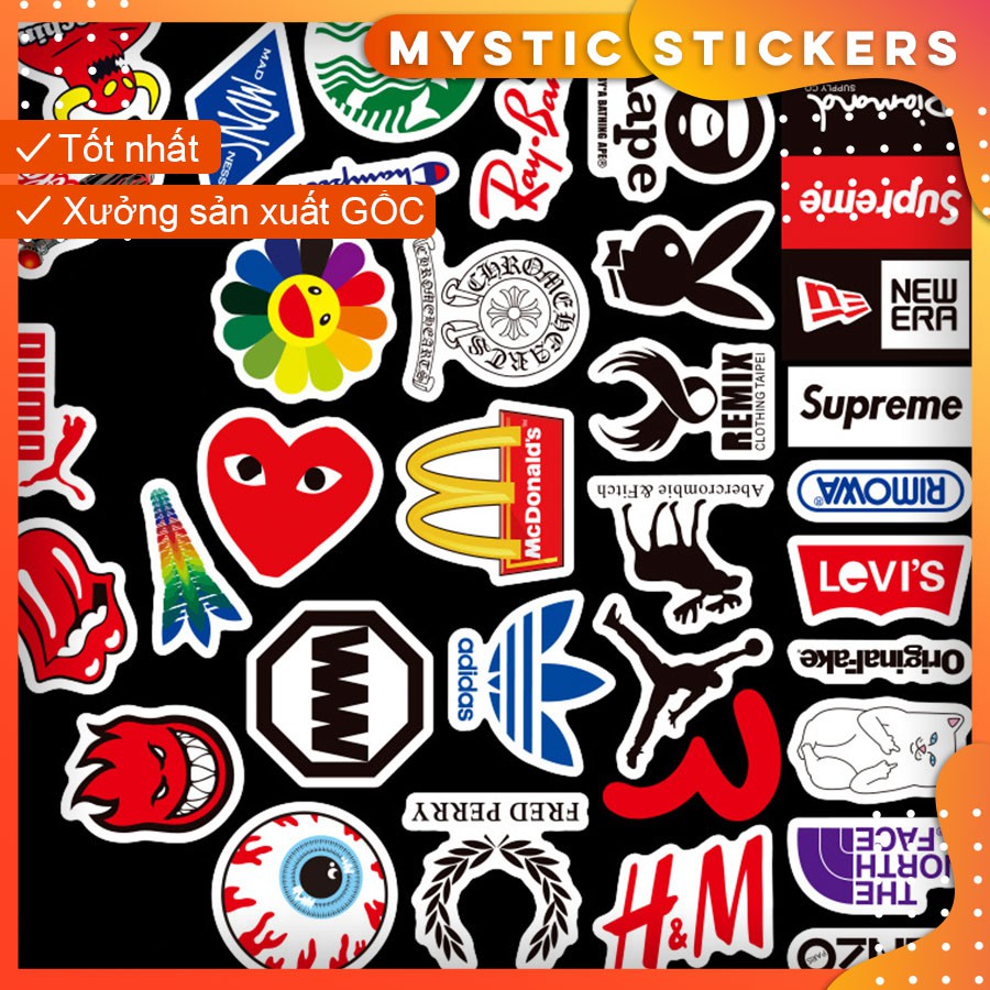 LOGO[RẺ VÔ ĐỊCH] 57 STICKER CHỐNG NƯỚC SIZE 4CM