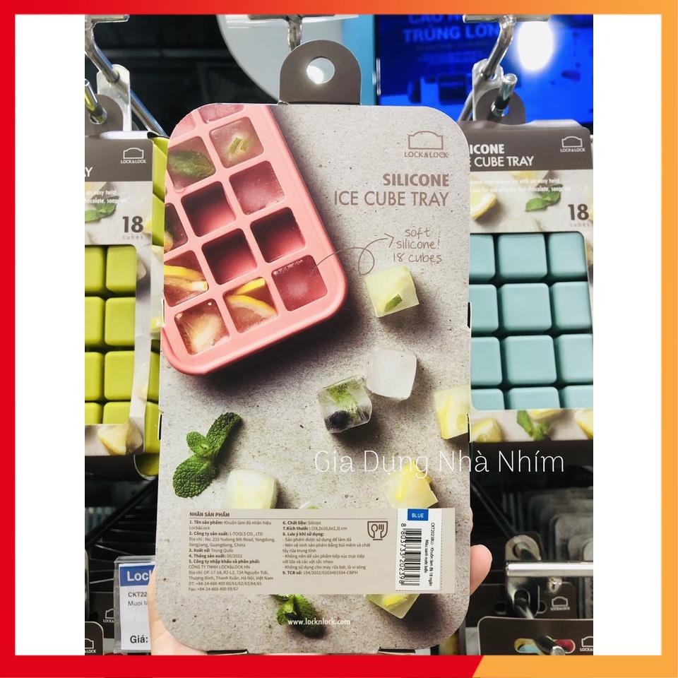 Khuôn Làm Đá, Làm Thạch Rau Câu Bằng Silicone 18 viên Locknlock CKT202 - Hàng chính hãng