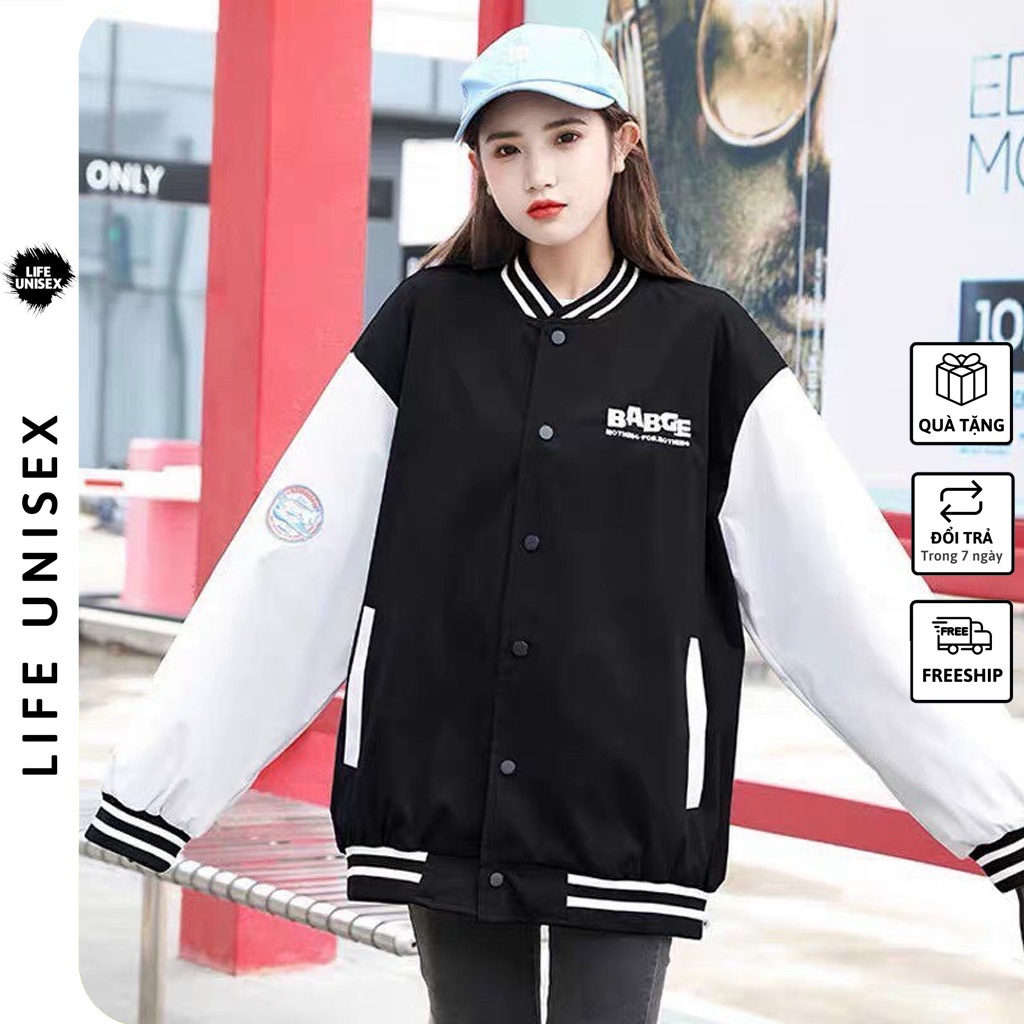 Áo khoác dù bomber 2 lớp thêu chữ BADGE dành cho Nam/ Nữ và Cặp Đôi Áo khoác dù chống nắng form rộng phong cách unisex