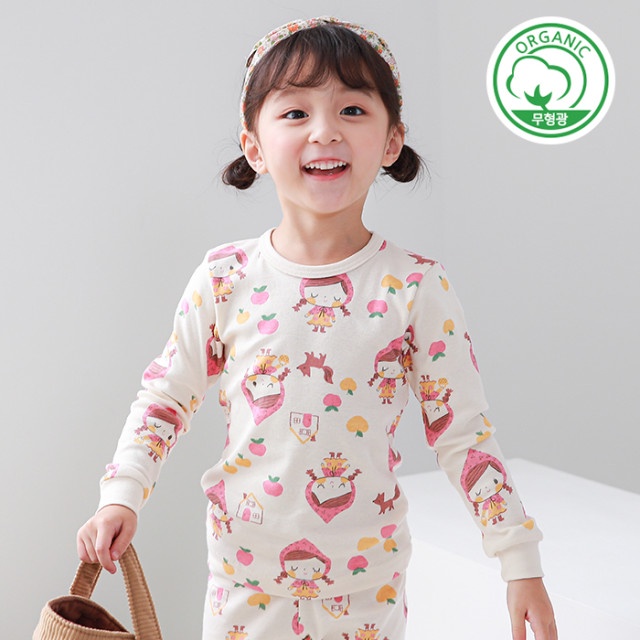 [110-140] Bộ ngủ cotton dài tay cô bé quàng khăn đỏ Cobigie cho bé gái xuất Hàn dư xịn