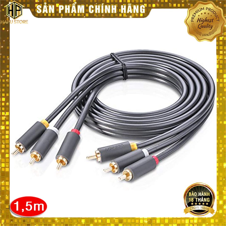 Cáp âm thanh RCA 3 ra 3 Ugreen 10524 dài 1,5m chính hãng - Hapustore