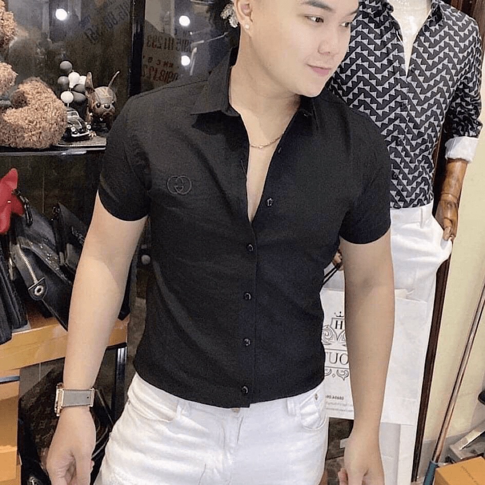 Áo sơ mi nam tay ngắn logo thêu, Vải đũi nhật mềm mịn cao cấp, kiểu dáng sang trọng lịch lãm siêu đẹp [NEW UNISEX]