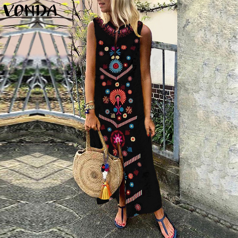 Đầm sát nách ZANZEA dáng dài size lớn in họa tiết dân tộc Boho | BigBuy360 - bigbuy360.vn