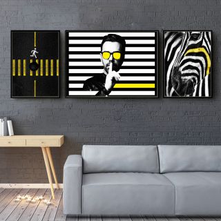 Tranh canvas nghệ thuật bộ 3 trắng đen