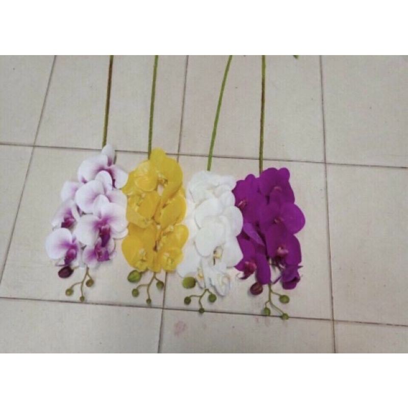 Hoa giả decor hoa giả trang trí lan hồ điệp cành 7 bông trang trí nhà cửa