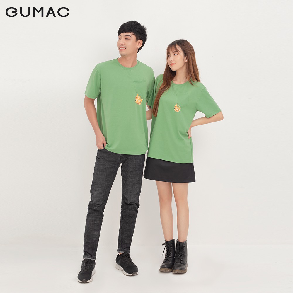 Áo thun nữ túi xéo in lưới GUMAC thiết kế basic AMA1265