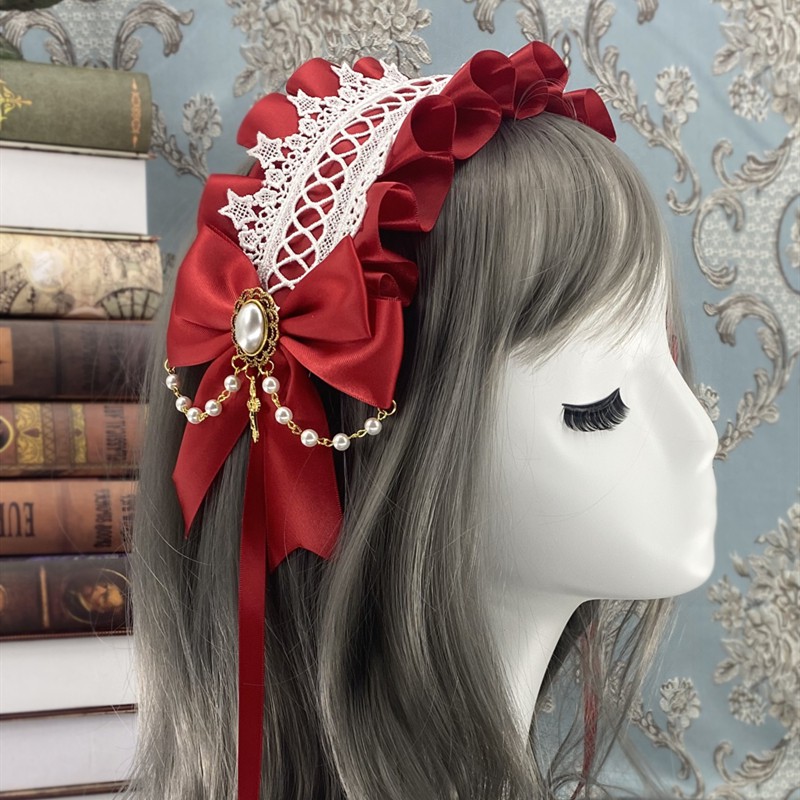 YASLC0003-Cài tóc Lolita đính nơ phối ren