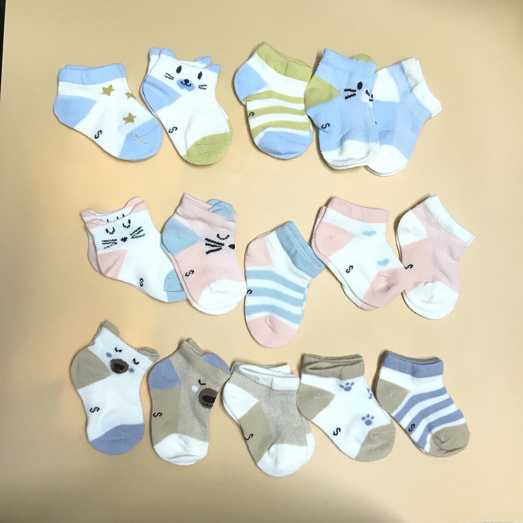 Sét 5 Đôi Tất Lưới Cổ Thấp Kid's Socks Hình Thú Cho Bé Trai/Bé Gái