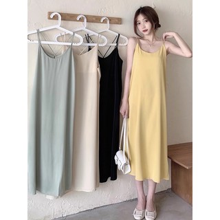 Váy maxi kiểu 2s dây trơn hở lưng xinh xắn váy suông dài váy quảng châu cao cấp
