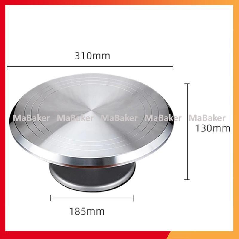 Bàn xoay inox đa năng, chịu lực, đế cao su chống trượt, trang trí bánh kem, cắm hoa - MaBaker