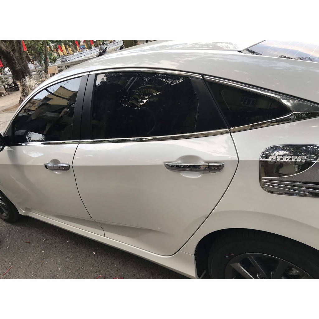 Nẹp chân kính - cong kính Honda Civic 2017-2020 inox