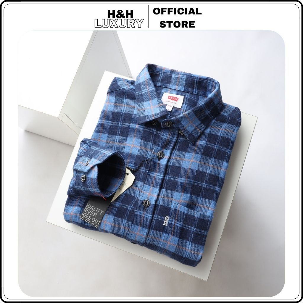 Áo sơ mi nam vải dạ, áo sơ mi dài tay cao cấp không bai, không xù - H&H LUXURY
