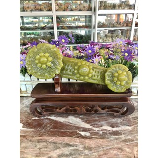 Gậy như ý phong thủy may mắn vạn sự như ý đá ngọc Serpentine  - Dài 31 cm