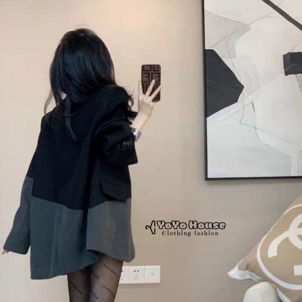 Áo Blazer phối hai màu độc đáo , cá tính , hot trend 2022