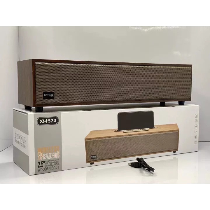 Loa Bluetooth XM 520 Vỏ Gỗ Cao Cấp Công Suất 20W Kèm Dây AUX 3.5 Âm Thanh Sống Động Có Khe Giá Đỡ Điện Thoại Cắm Thẻ Nhớ
