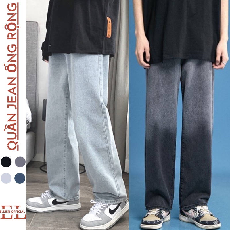 Quần jean nam Elmen dáng baggy ống suông rộng Top xu hướng 2022