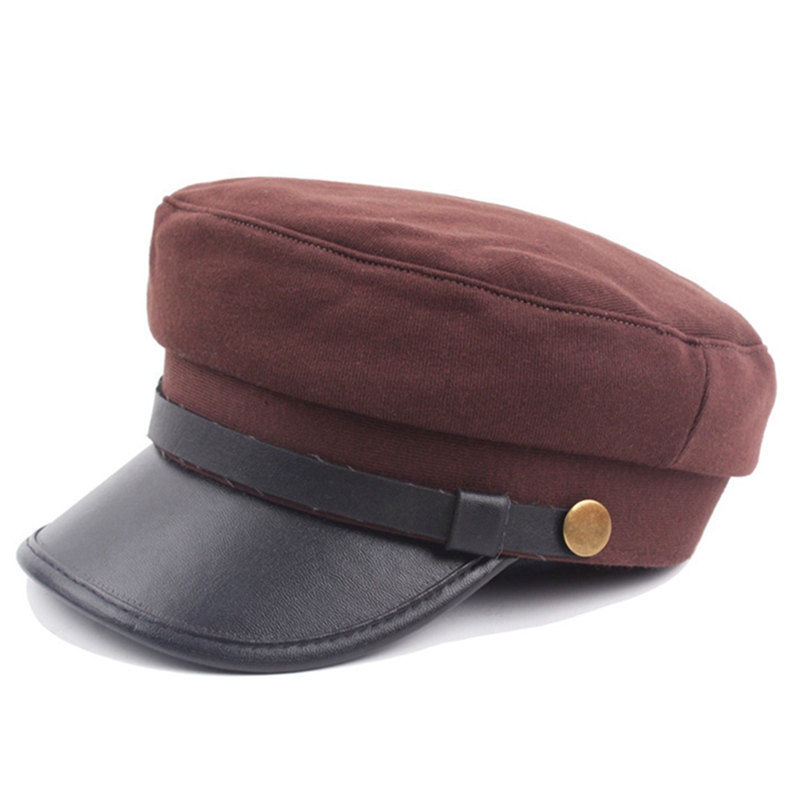 Mũ lưỡi trai da PU thời trang quân đội cho nam nữ