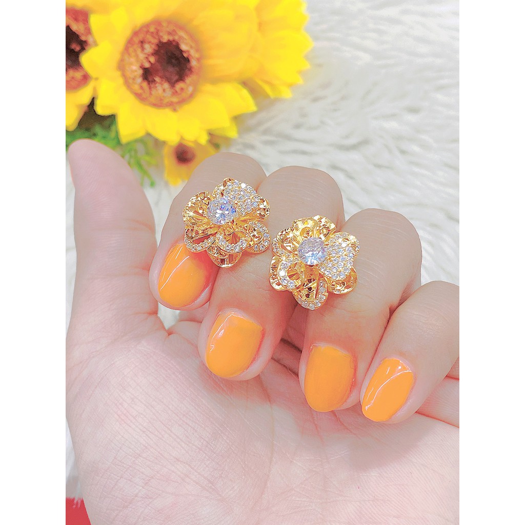 Bông tai nữ hoa xoáy - phụ kiện nail đính đá UHA , chuôi cài chắc chắn, kiểu dáng hiện đại, thu hút, sang trọng B96