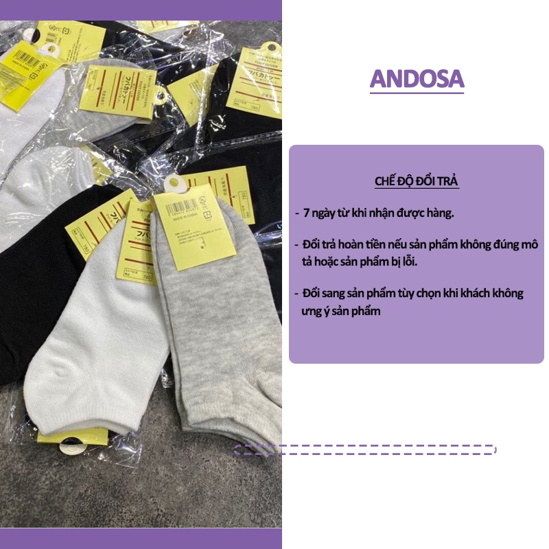 Tất vớ nam nữ cổ ngắn trơn basic cute dễ thương cotton dày đẹp ANDOSA T11