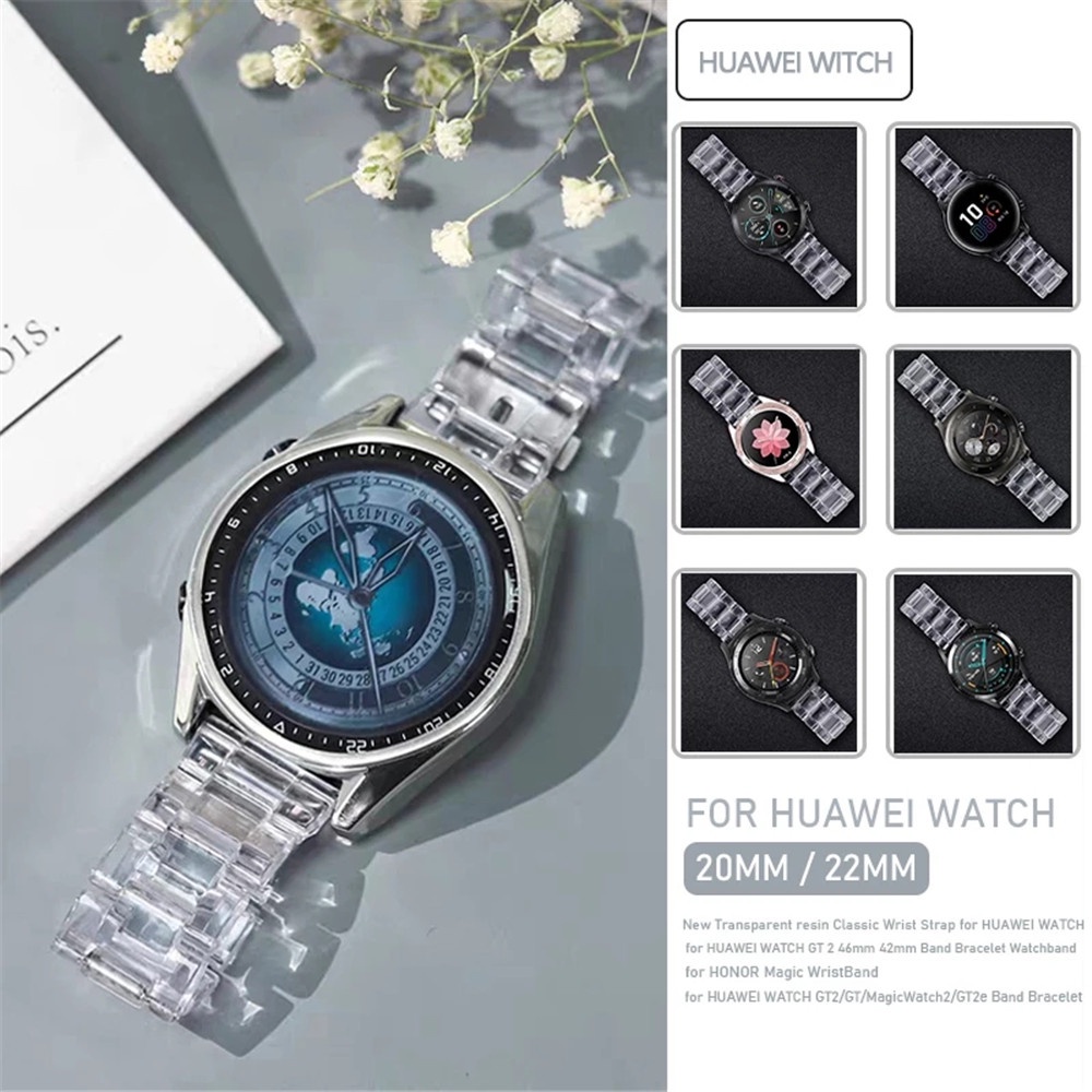 Dây Đeo Silicone Trong Suốt Cho Đồng Hồ Thông Minh Huawei Watch GT2 GT3 Pro 46mm 42mm 43mm GT2e Honor Magic 2