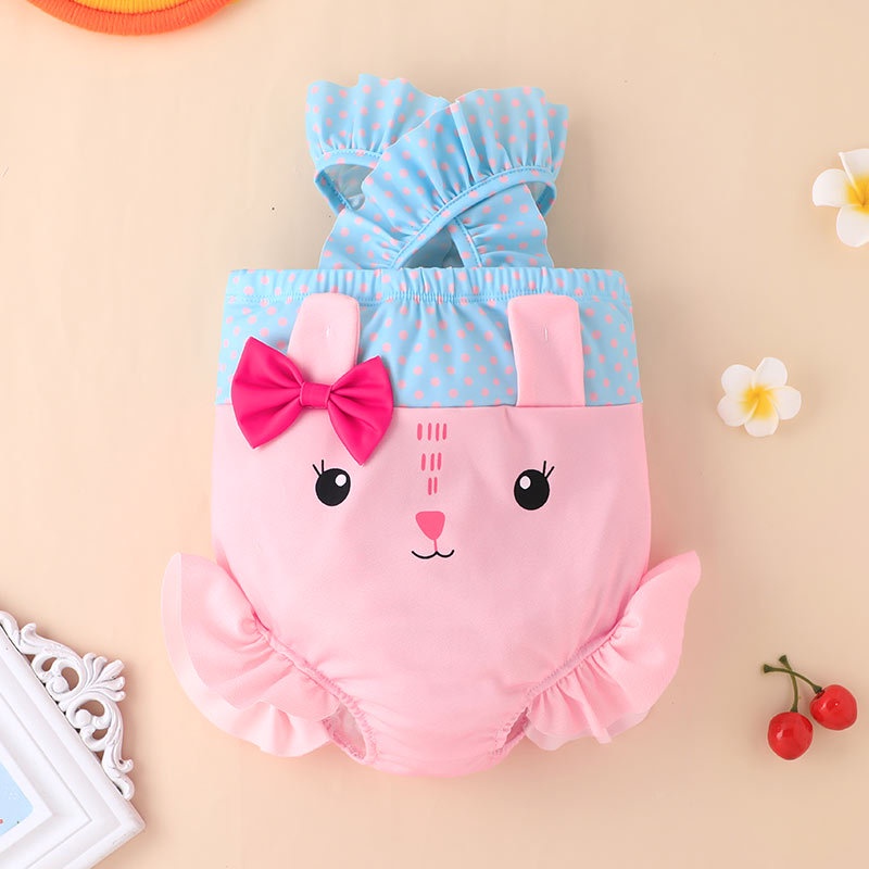 Bộ Đồ Bơi Một Mảnh Hai Dây Không Tay In Hoạt Hình Dễ Thương Cho Bé Gái 1-5 Tuổi