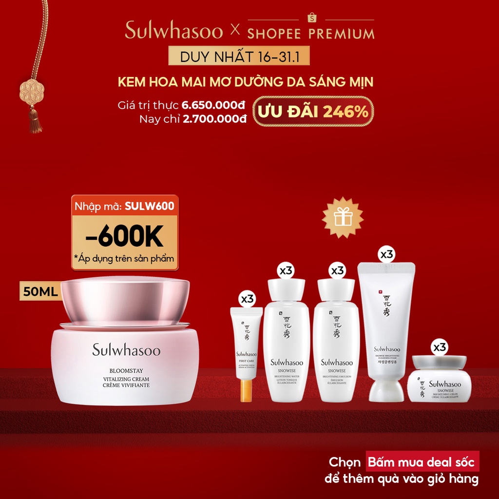 Sản phẩm giúp chống oxi hóa cho da Sulwhasoo Bloomstay Vitalizing Cream 50ml