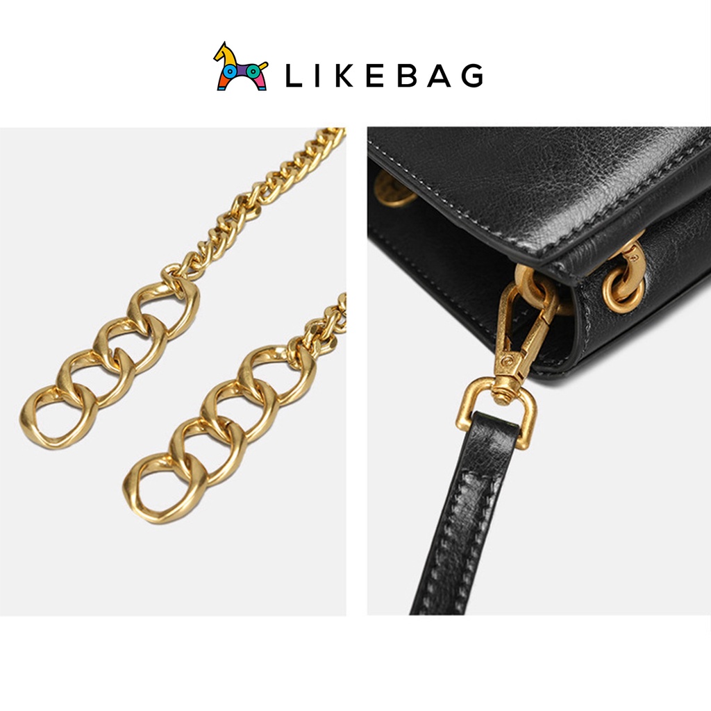 Túi xách nữ đeo chéo kèm ví mini LIKEBAG dáng vuông phối xích vàng sang trọng 218XK9785 - LIBAGI