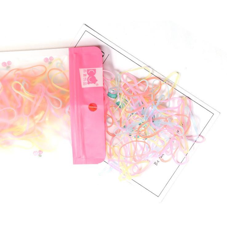 Dây nịt buộc tóc nhiều màu (thanh lý) - Set 2 túi 100g