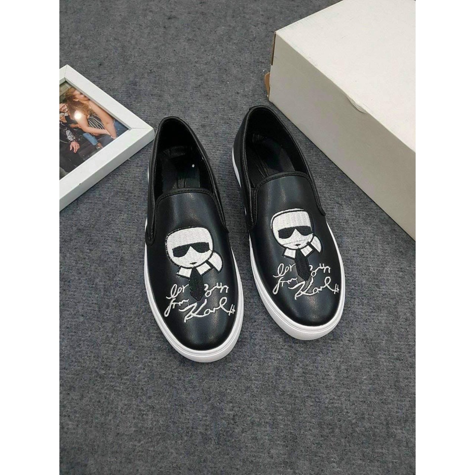 Giầy slipon Karl dân chơi logo thêu chữ ký LA - Giày Karll ông già đeo kính full size 38-42