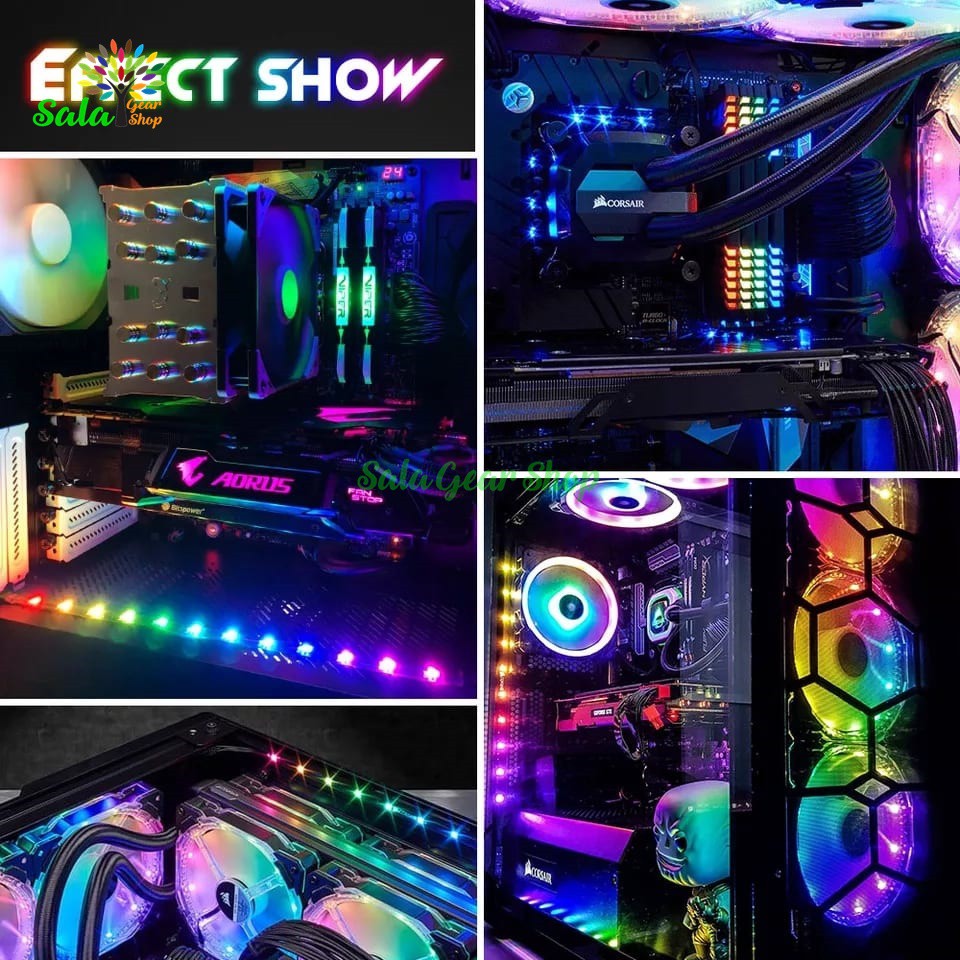 Dây Led 5v 3pin RGB rainbow đồng bộ Asus Aura, RGB Fusion, MSI Mystic Light, Asrock RGB