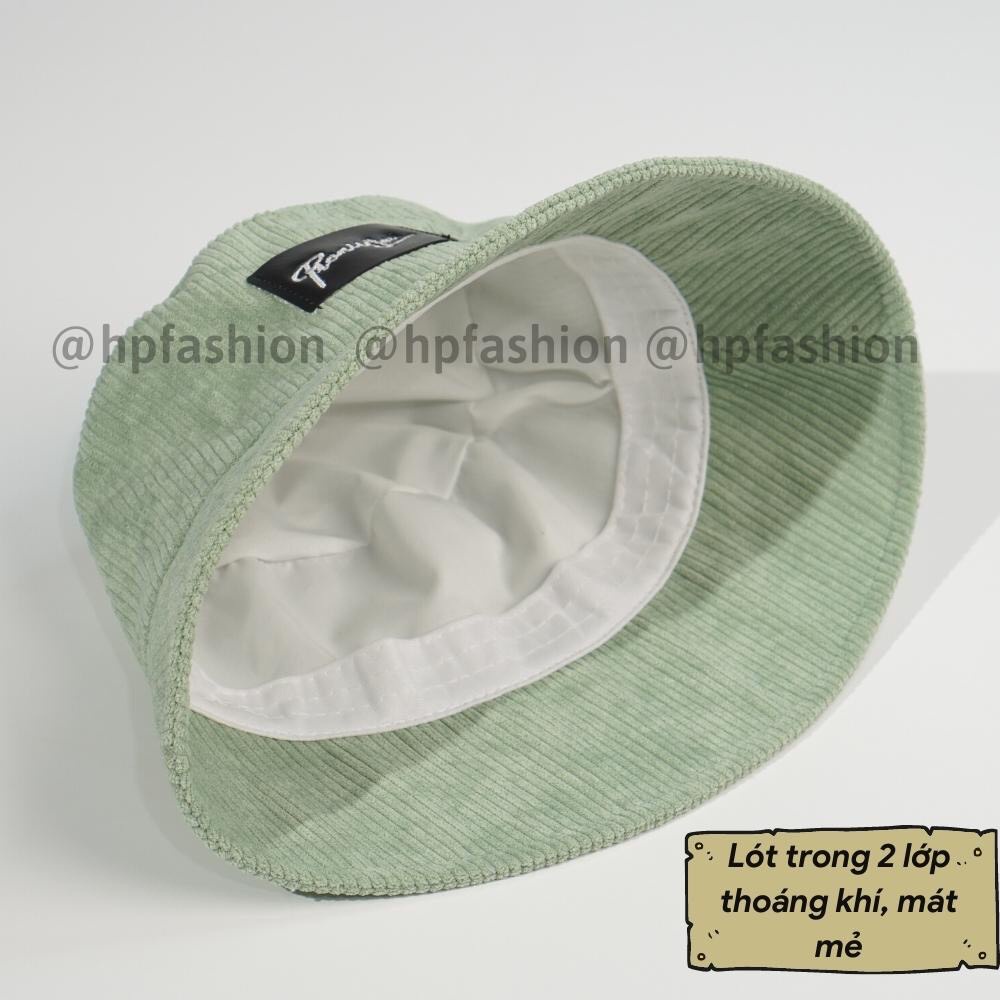 Mũ bucket vành cụp nón tai bèo thêu PromissYou chất nhung tăm cao cấp form unisex nam nữ OHS10