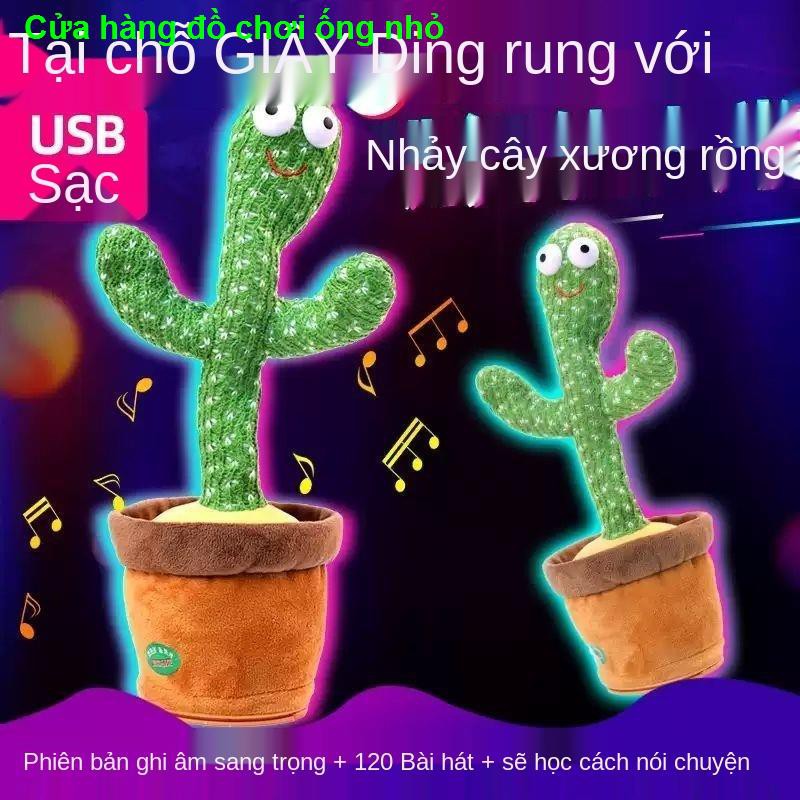 đồ chơi xoắn cát điêu khắc xương rồng nhảy múa Búp bê có thể hát mừng sinh nhật bài và di chuyển món quà cô1