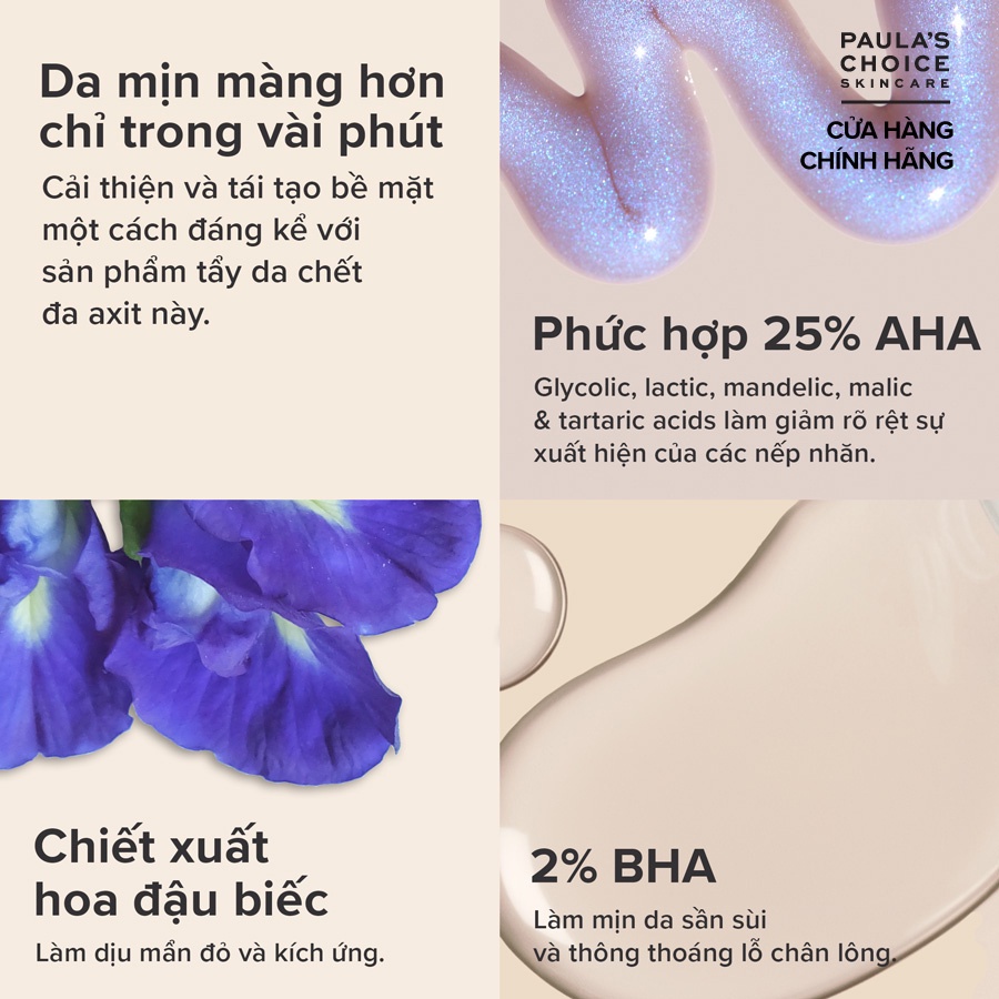 Tinh chất thay da sinh học, tái tạo tế bào mới Paula's Choice 25% AHA + 2% BHA Exfoliant Peel  30ml - 9560
