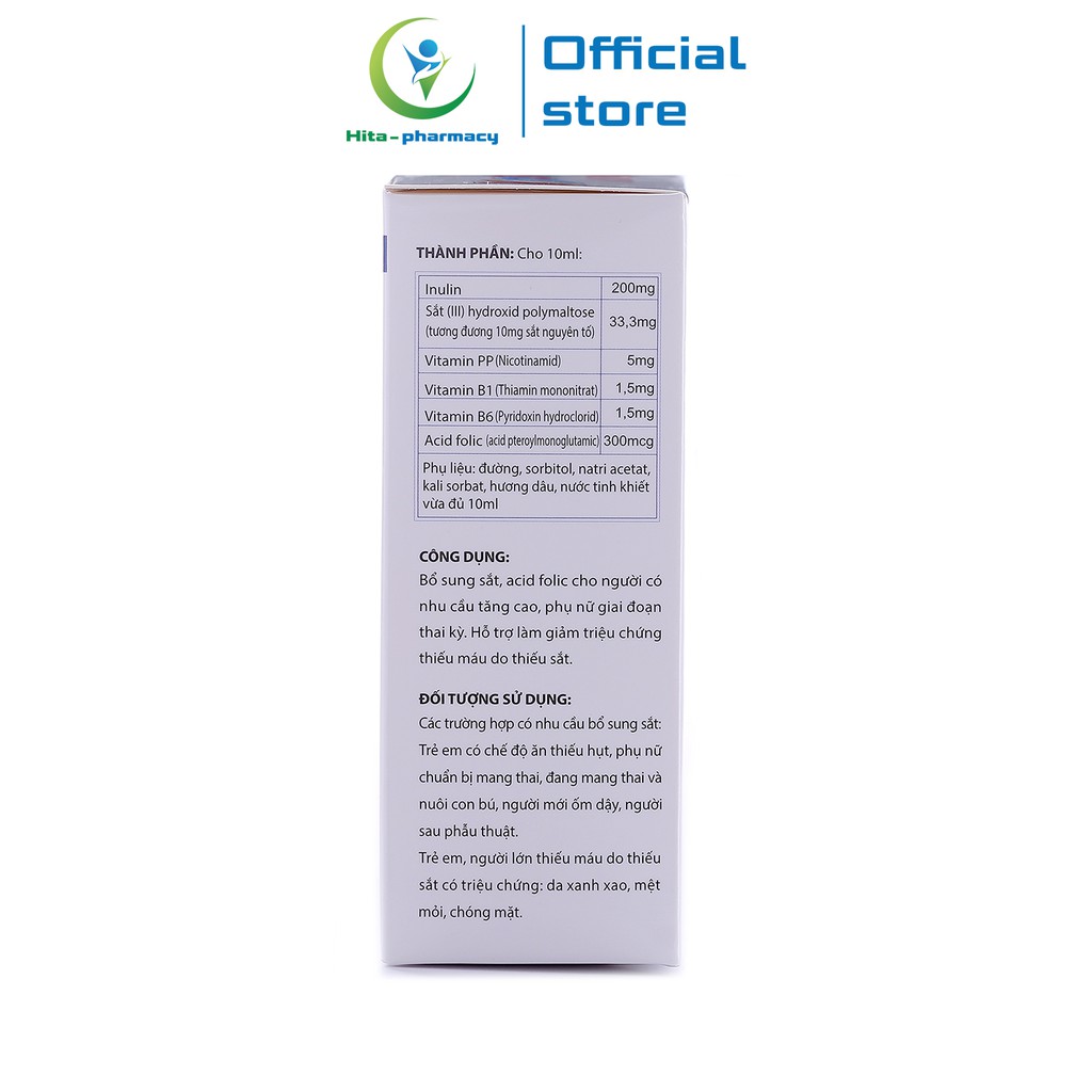 Siro KIDSJAN HDPHARMA Bổ Máu dạng ống bổ sung sắt, acid folic cho người thiếu máu - 20 ống [KIDSJAN Bổ máu]