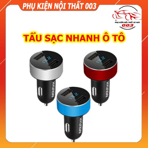 Tẩu Sạc nhanh ô tô, xe hơi loại nhỏ gọn - Có đèn báo điện áp ac quy