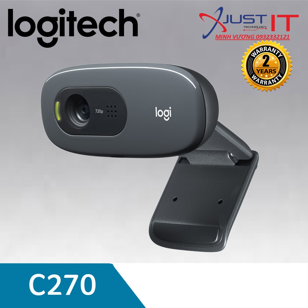 Webcam Logitech C270 video chuẩn HD - với micro giảm tiếng ồn và tự động, cắm và sử dụng ngay.không cần cài đặt