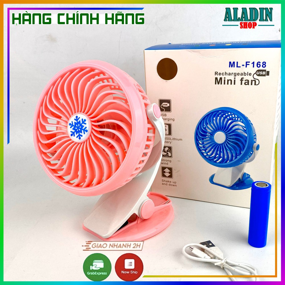 Quạt Kẹp Mini Gutek F186 3 Chế Độ Gió Sạc Pin Tích Điện Có Thể Dùng Để Bàn, Kẹp Bàn Hoặc Nôi Em Bé , Hàng Chính Hãng
