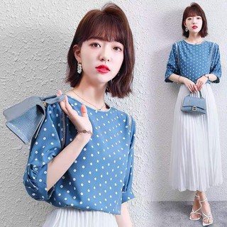 vải thô jean giấy chấm bi