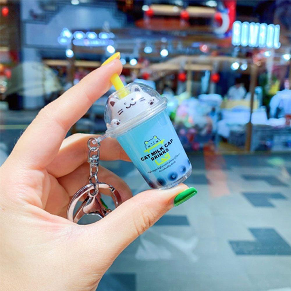 Móc Khóa Đính Kim Sa Hình Ly Trà Sữa Thời Trang