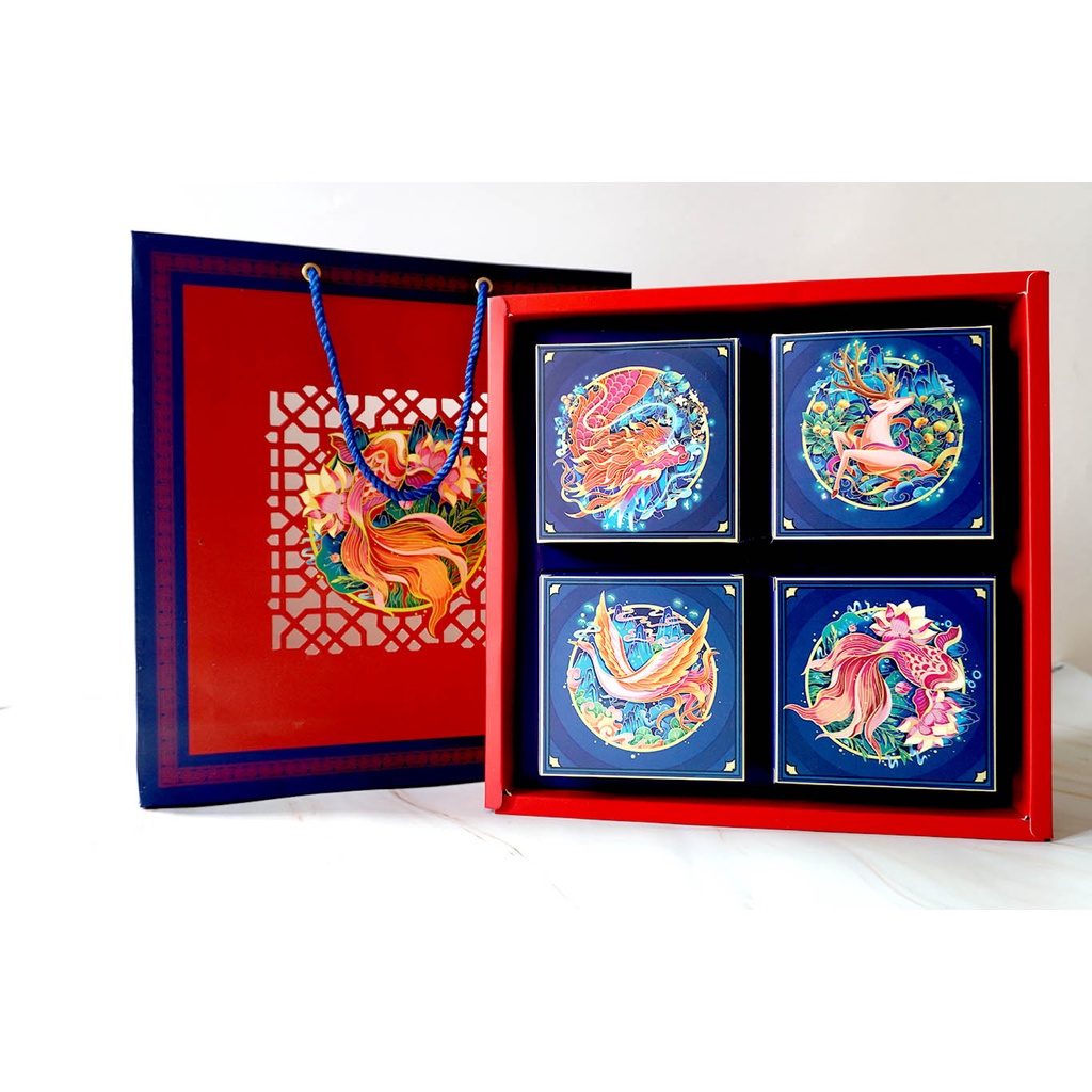 Hộp bánh trung thu 4 bánh 125g - 250g sắc nét nhiều kiểu dáng