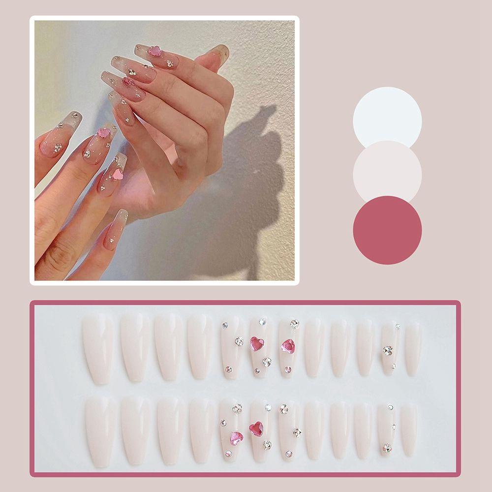 Hộp 24 Bông Phấn Trang Điểm Tiện Dụng|Bộ Móng Tay Giả Hình Hoa Phong Cách Pháp