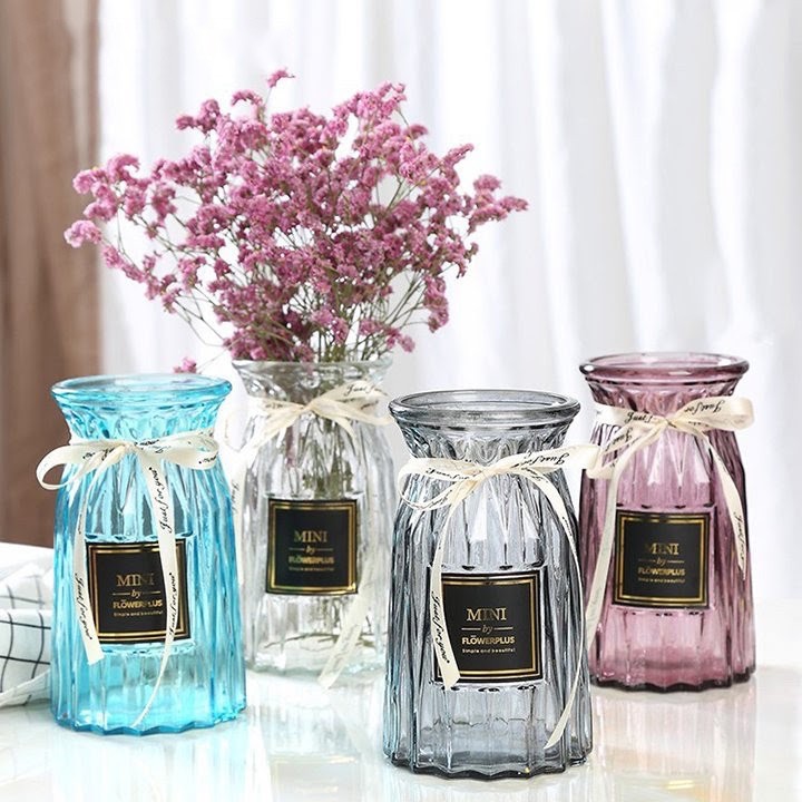 Lọ hoa thủy tinh Bắc Âu DÁNG THẲNG-trụ sang trọng cao 15cm và 18cm - trang trí, hoa để bàn