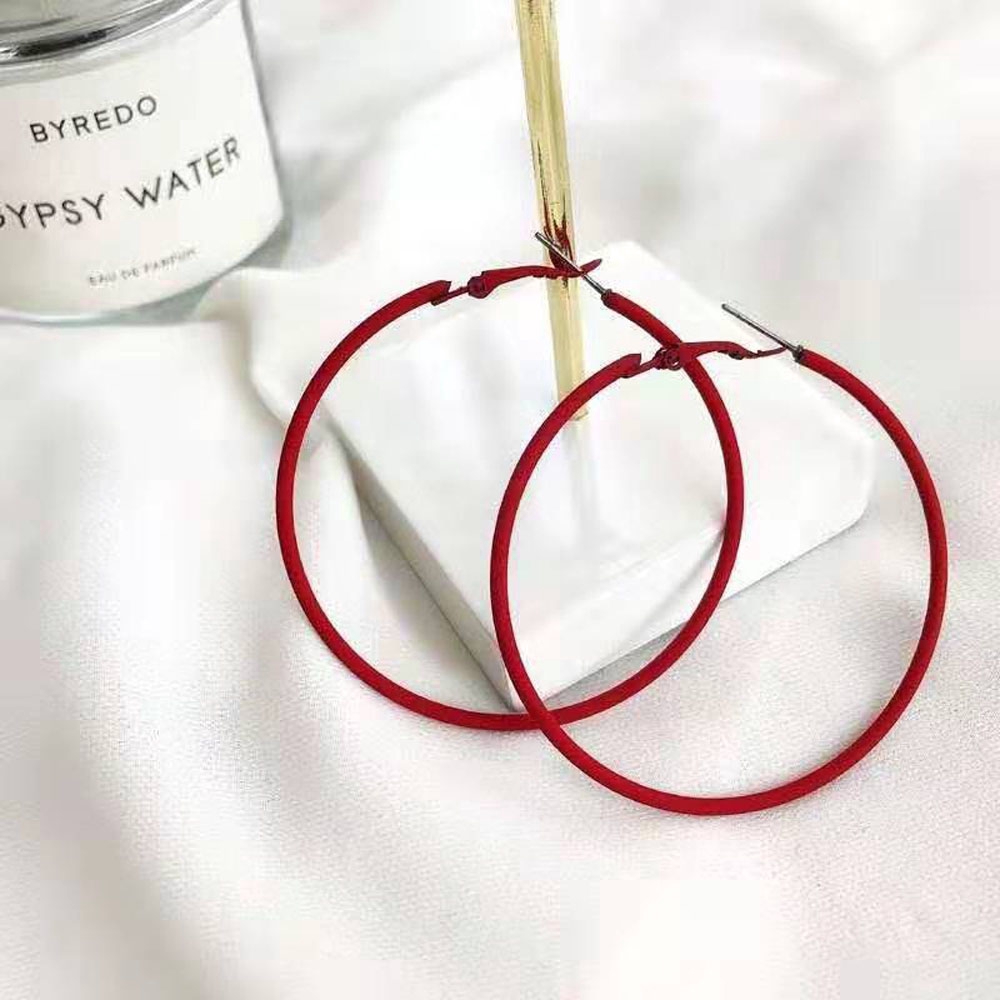 Bông tai tròn cỡ lớn màu kẹo thời trang 6cm